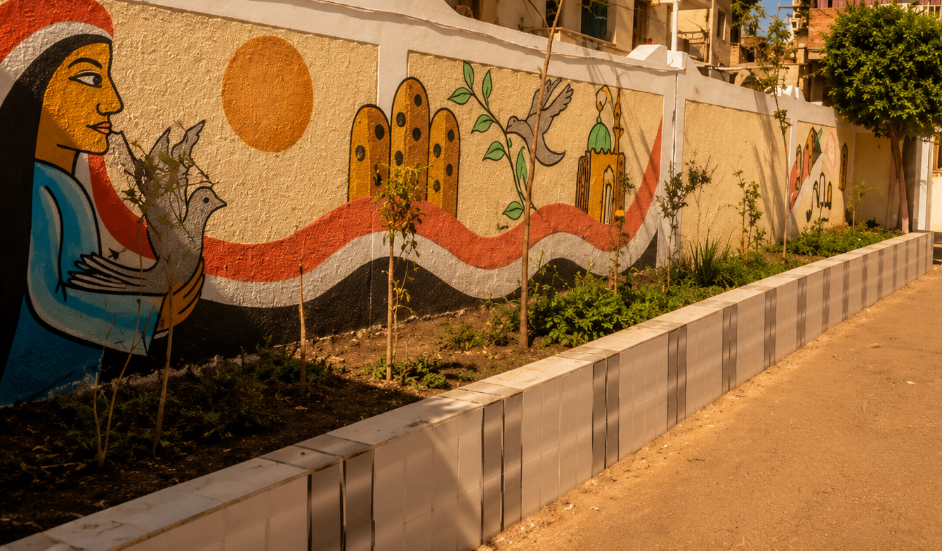 الجدارية التعليمية بعد إعادة التلوين