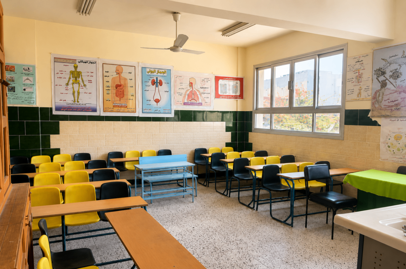 أحد الفصول الدراسية بعد التجهيز